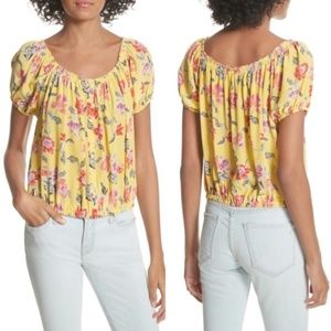 JOIE DERFUTA FLORAL SILK BUBBLE TOP